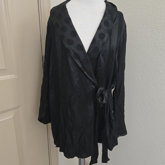 Victoria's Secret Wrap Tie Kimono Robe Striped Polka Dot Satin M/L - Picture 8 of 8